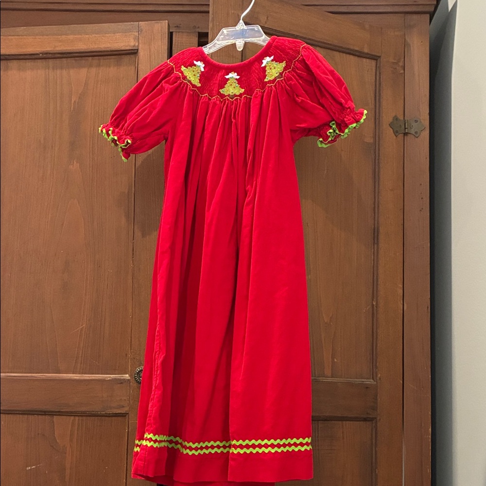 Red Holiday Dress with Green Accents
